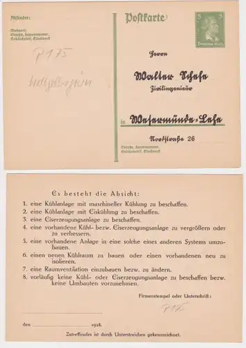 97989 DR Ganzsachen Postkarte P175 Zudruck Walter Schefe Wesermünde-Lehe