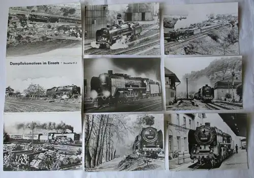 Ansichtskartenmappe mit 6 Karten Dampflokomotiven im Einsatz BR 01.2 (89821)
