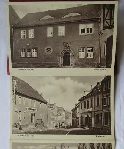 Leporello mit 10 Abbildungen aus Mansfeld - Rathaus, Schloßtor & Schule (112391)