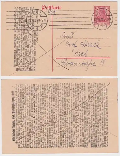 03052 DR Ganzsachen Postkarte P108 Zudruck Literarischer Verein Kiel 1921