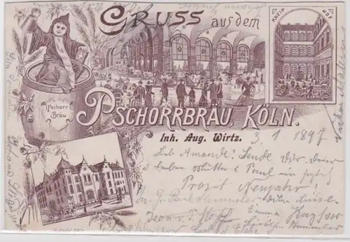 07173 Mehrbild Ak Gruß aus dem Pschorrbräu Köln 1897