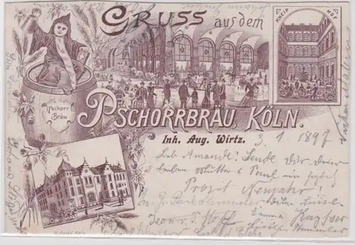 07173 Multi-image Ak Salutation du Pshorrbräu Cologne 1897