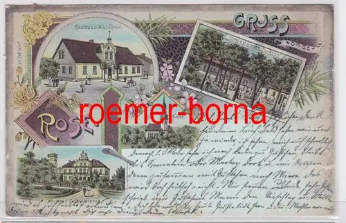 09616 Ak Lithografie Naumburg am Bober Gruss vom Gasthaus Zur Rose 1902