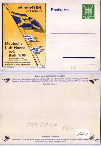 10021 DR Ganzsachen Postkarte PP81/B9/4 Deutsche Luft Hansa A.G. Berlin