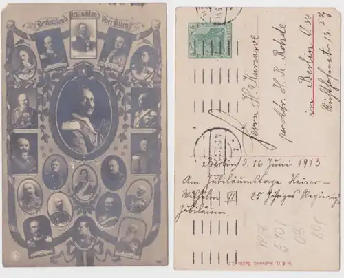 10116 DR Carte postale complète PP27/E10/3 Kaiser Wilhelm II, etc. 1913