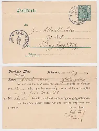 12577 DR Ganzsachen Postkarte P64 Zudruck Gebrüder Metz Tübingen 1907