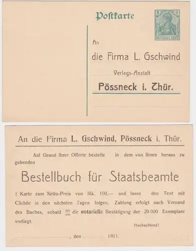 14451 Ganzsachen Postkarte P90 Zudruck L.Gschwind Verlags-Anstalt Pössneck