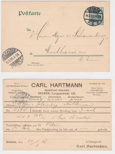 16256 DR Carte postale complète P64 tirage Carl Hartmann Spedition Brême 1908