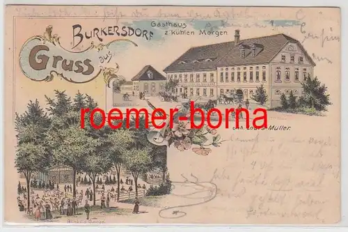 16806 Ak Lithographie Gruß aus Burkersdorf Gasthaus zum kühlen Morgen 1910
