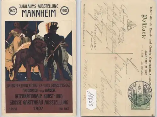 18080 DR Ganzsachen Postkarte PP27/C82 Mannheim Kunst & Gartenbau Ausst. 1907