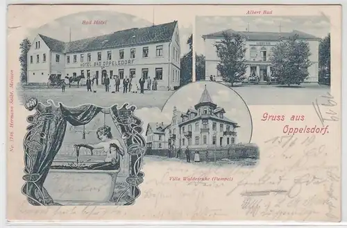 18172 Mehrbild Ak Gruß aus Oppelsdorf Opolno Zdrój Bad Hotel usw. 1919