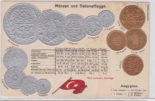 19822 Präge Ak mit Münzabbildungen Ägypten um 1910