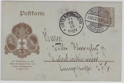 19954 Périphériques privés Carte postale PP23/C14 Argent-Fête de Mariage Wurtemberg