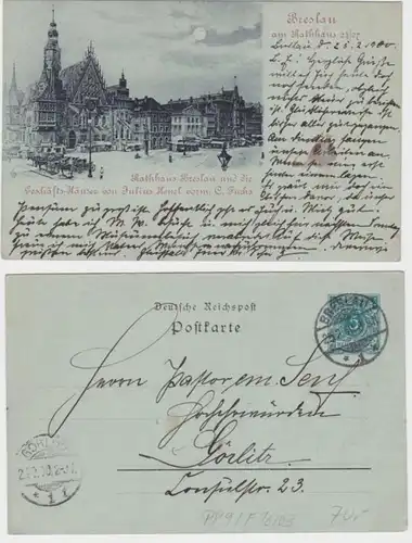 22013 DR Ganzsachen Postkarte PP9/F16/03 Rathaus Breslau 1900