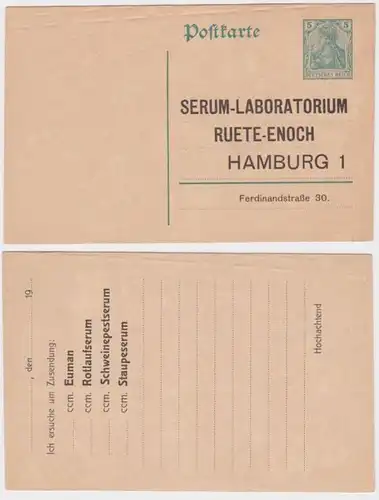 24983 Ganzsachen Postkarte P96 Zudruck Serum-Laboratorium Ruete-Enoch Hamburg