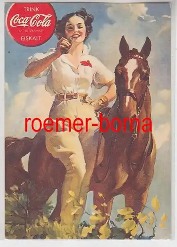 25314 Publicité Ak Coca Cola Jeune femme avec cheval vers 1930