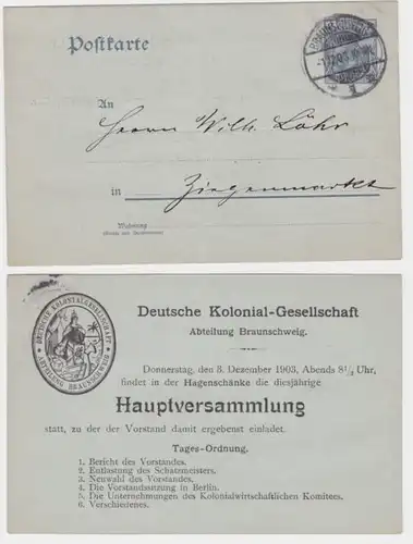 26722 DR Ganzsachen Postkarte P63X Deutsche Kolonial-Gesellschaft Braunschweig