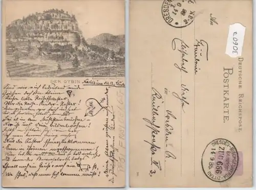 30607 DR Carte postale complète PP6/F108/08 de l'Oybin avec cachet du poste 1886