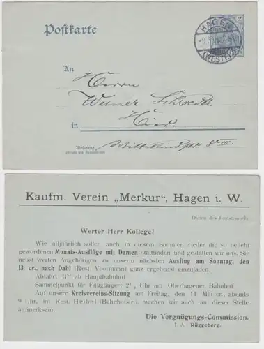 31618 DR Ganzsachen Postkarte P63Y Kaufmännischer Verein 'Merkur' Hagen i. W.