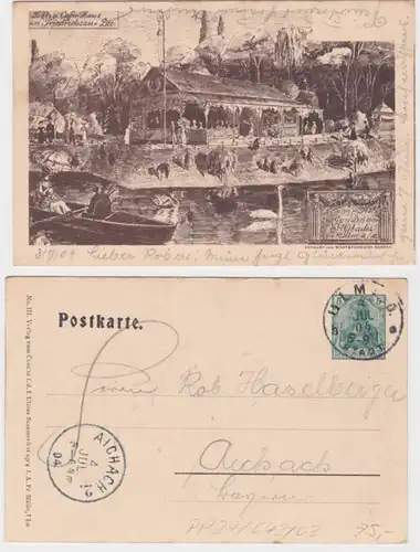 32041 DR Plein de choses Carte postale PP27/C42/3 Caffee Haus am Friedrichsau See 1904