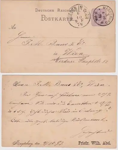 33032 Ganzsachen Postkarte P10 Zudruck Friedr. Wilh. Abel. Magdeburg 1879