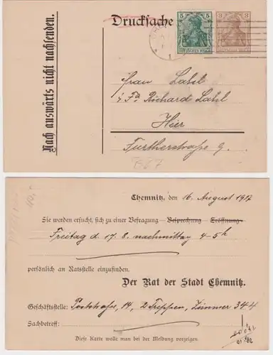 35367 Privat Glossar Carte postale PP23/B27 Imprimer Conseil de la ville de Chemnitz 1917