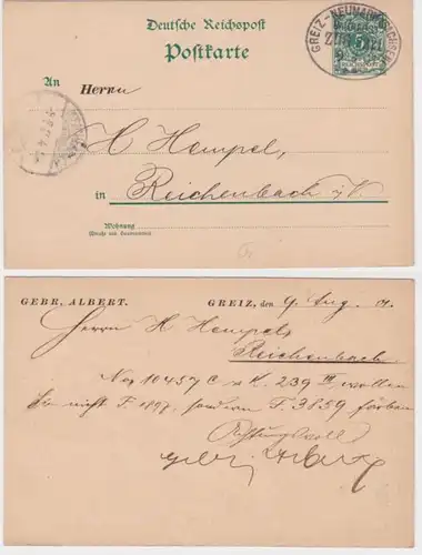 36700 DR Carte postale complète P20 Tirage N° Albert Greiz - Bahnpost 1901
