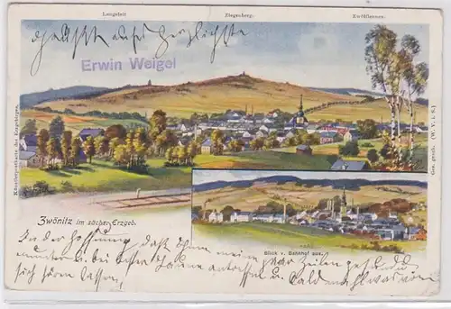 39730 Mehrbild Ak Zwönitz im sächs. Erzgebirge 1911