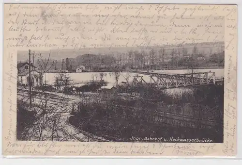 41010 Feldpost AK Inor - Bahnhof und Hochwasserbrücke mit Gleisanlage 1916