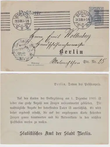 41391 Carte postale P63 Imprimer Office statistique de la ville de Berlin 1906