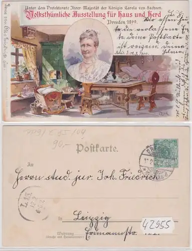42955 DR Carte postale complète PP9/C85/4 Dresde Exposition folklorique 1899