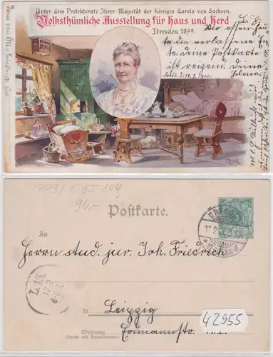 42955 DR Ganzsachen Postkarte PP9/C85/4 Dresden Volksthümliche Ausstellung 1899