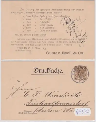 44522 Private Geld Carte postale PP8/B1 Ajout Gustav Ebell & Co. Berlin 1895