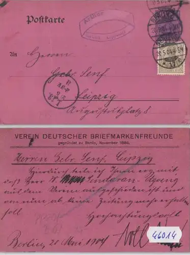 46014 Privat Ganzsachen Postkarte PP20/B6 Berlin Verein dt. Briefmarkenfreunde