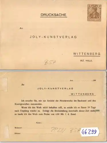 46299 DR Ganzsachen Postkarte PP23/B57 Zudruck Joly-Kunstverlag Wittenberg