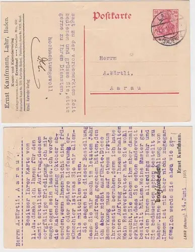 48394 entier Carte postale P90 Rédaction Ernst Kaufmann Lahr Édition calendrier 1915