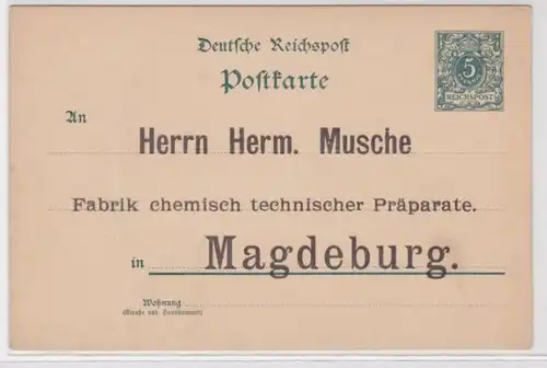 52791 DR Ganzsachen Postkarte P20 Zudruck Herm. Musche chem. Fabrik Magdeburg
