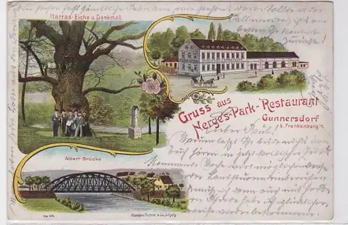 52809 Ak Lithographie Gruß aus Nerges Park Restaurant Cunnersdorf 1914