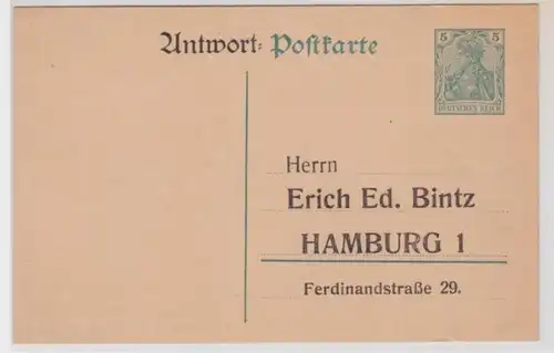 56074 Ganzsachen Postkarte P96 Zudruck Erich Ed. Bintz Magdeburg Antwort