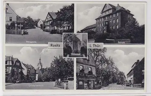 56739 AK Rositz in Thüringen - Berggasse, Schule und Ortsteilansichten 1941