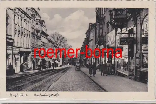 57131 Ak Mönchen-Gladbach Hindenburgstrasse avec des magasins 1941