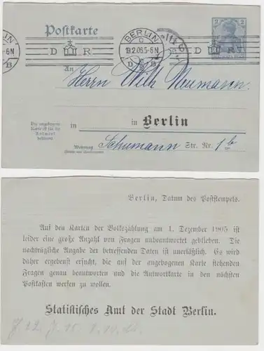 57820 Carte postale P63 Imprimer Office statistique de la ville de Berlin 1906