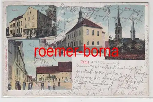 57910 Mehrbild Ak Regis Schule, Ratskeller, Kirche, Markt um 1900