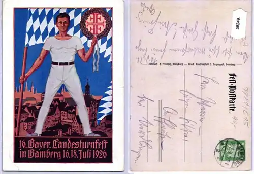 58249 DR Ganzsachen Postkarte PP81/C15 16.Bayer. Landesturnfest Bamberg 1926