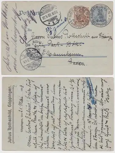 59459 DR Carte postale complète P63Y tirage Julius Rothschild Göppingen 1908