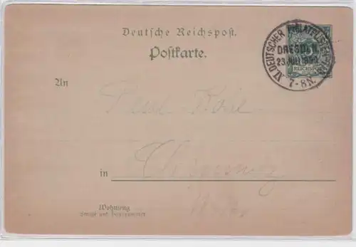 60485 DR Plein de choses Carte postale PP9/A1 Tampon Dt. Journée philatéliste Dresde 1899