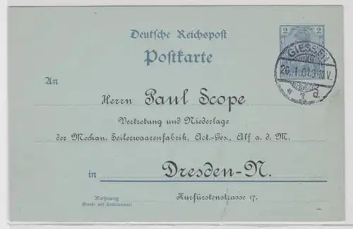 60533 DR Ganzsachen Postkarte P63 Zudruck Paul Scope Seilerwaarenfabrik Dresden