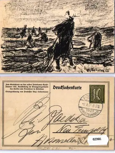 62390 DR Ganzsachen Postkarte PP 57/C2 Potsdamer Kunstsommer 1921