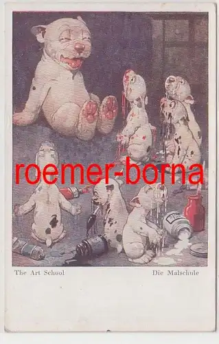 63921 Humor Ak Bulldogge Bonzo 'Die Malschule' 1928