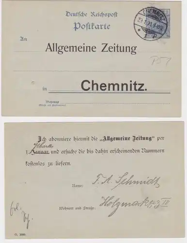 65734 Carte postale P40 Imprimer Journal général Chemnitz 1901